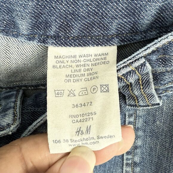 H&M Midi Blue Jean Skirt Size 12 Denim A-line Skirt, Y2K, Hippie Skirt EU 42 - Picture 7 of 13